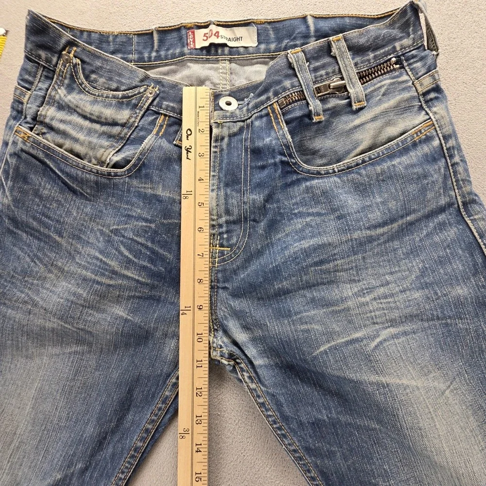 Vintage Levis 504 Jeans Mens Blue Straight Engineered Raw Hem Zip fly Fits 32x30